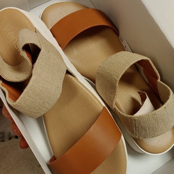 Kensie Women Everlee Slingback Wedge Platform  Strappy Sandal--Tan - Picture 8 of 9